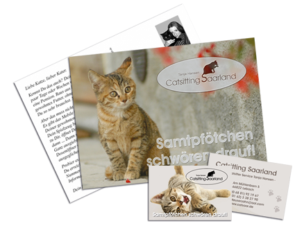 Referenz - Gestaltung Visitenkarte und Postkarte - Catsitting Saarland