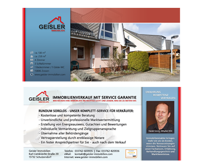 Referenz - Flyer-Gestaltung - Geisler Immobilien